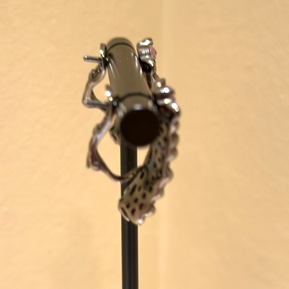 Unique silver real ruby and pink sapphire omega back earrings. New without tags - Picture 5 of 10
